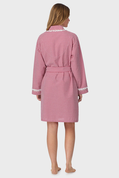 Picnic Plaid Seersucker Yarndye Check Short Wrap Robe