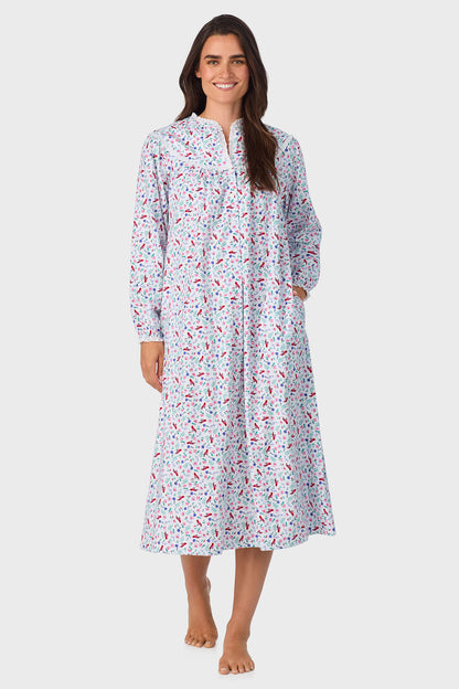 New Cardinal 100% Cotton Brushed Flannel Long Sleeve Gown