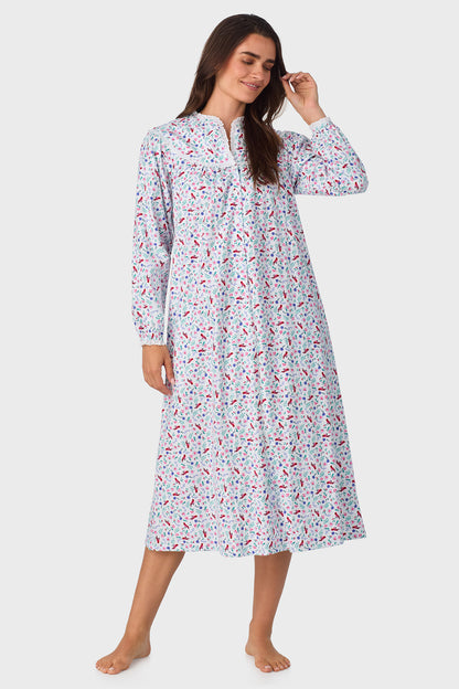 New Cardinal 100% Cotton Brushed Flannel Long Sleeve Gown