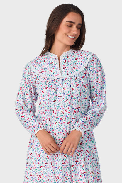 New Cardinal 100% Cotton Brushed Flannel Long Sleeve Gown