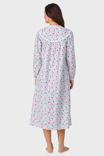 New Cardinal 100% Cotton Brushed Flannel Long Sleeve Gown