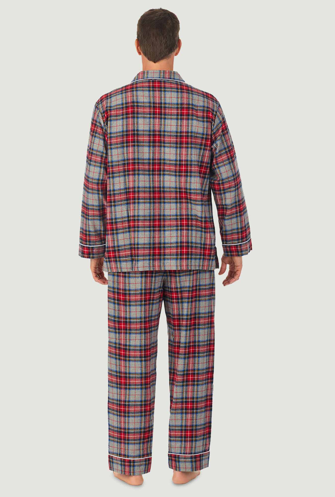 Mens Grey Plaid Flannel Pajama