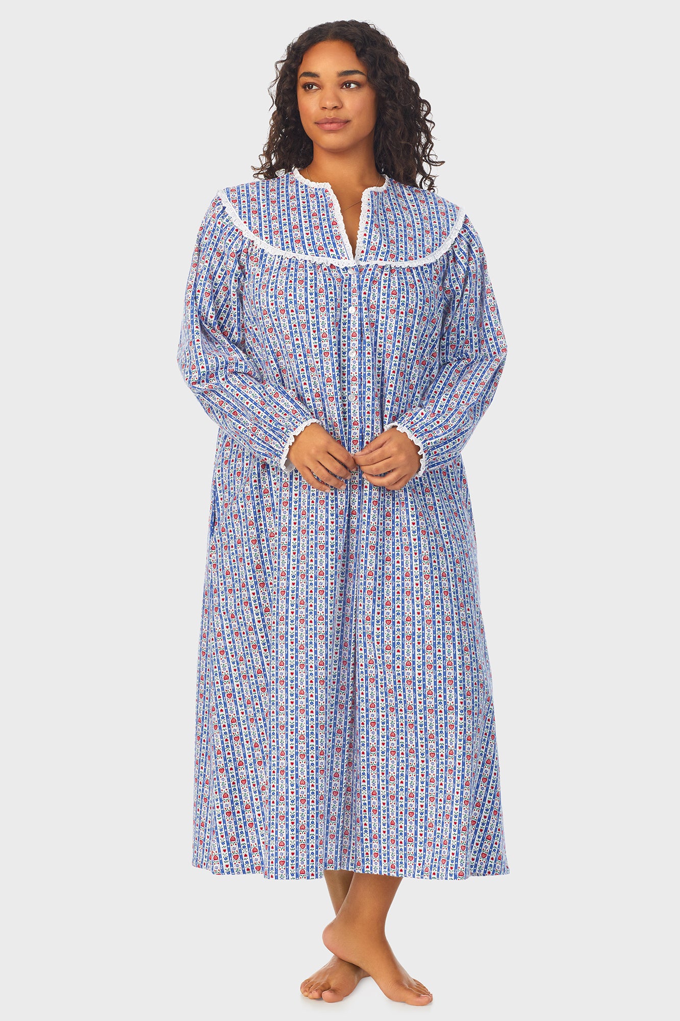 Long sleeve cotton discount nightgown plus size